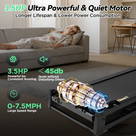 AQUGOKS Foldable Home Treadmill, 0.6–7.5 MPH Running Walking Pad with 9% Incline, 3.0HP Brushless Motor, Bluetooth Speaker & App Connected, 300 LB Capacity, LCD Display, 6 Workout Modes & 12 HIIT Programs
