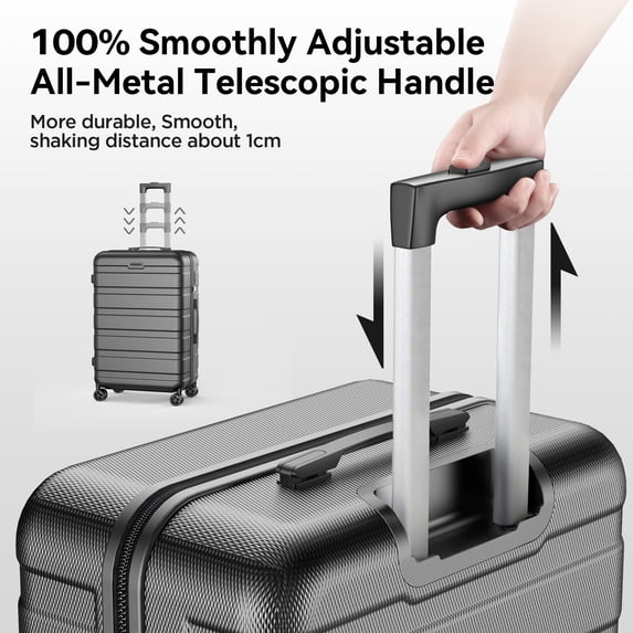 ODYAAZ Luggage Sets 11 Piece, Hardside ABS Durable Suitcases Sets, Lock Travel Checked Luggage Carry on Luggage Sets Black