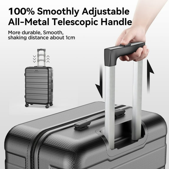 ODYAAZ Luggage Sets 11 Piece, Expandable ABS Durable Suitcases Sets, Lock Travel Checked Luggage Sets Black