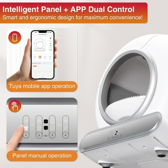 FaayFian Self Cleaning Cat Litter Box – Automatic Cat Litter Box with Smart APP Control, 65L+9L Large Capacity, Multi-Cat Households, Odor-Free, Integrated Safety Protection, 2 Rolls Liner Gift