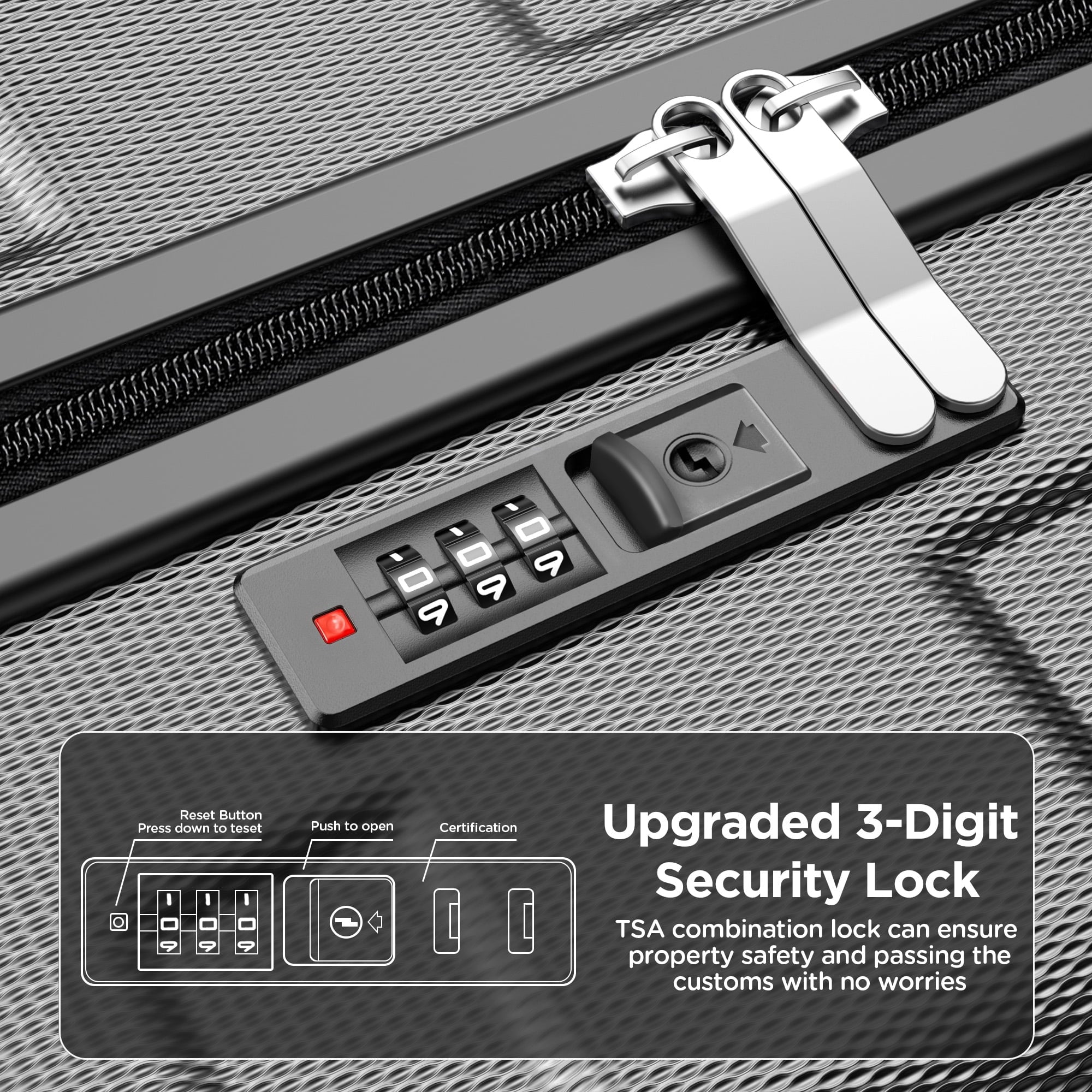 ODYAAZ Luggage Sets 4 Piece (14/20/24/28)" Lightweight Hardside Spinner Checked Luggage Navy Blue