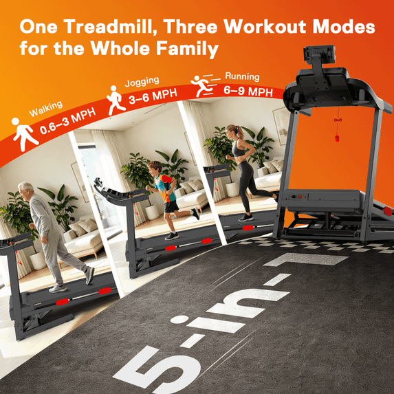 Campmoy Folding Treadmill w/ 15% Auto Incline, 4.2HP Portable Treadmill 330LB Capacity, 105 Programs Treadmills for Home with APP Control, Bluetooth Speaker, LCD Display, Foldable Jogging Walking Treadmill