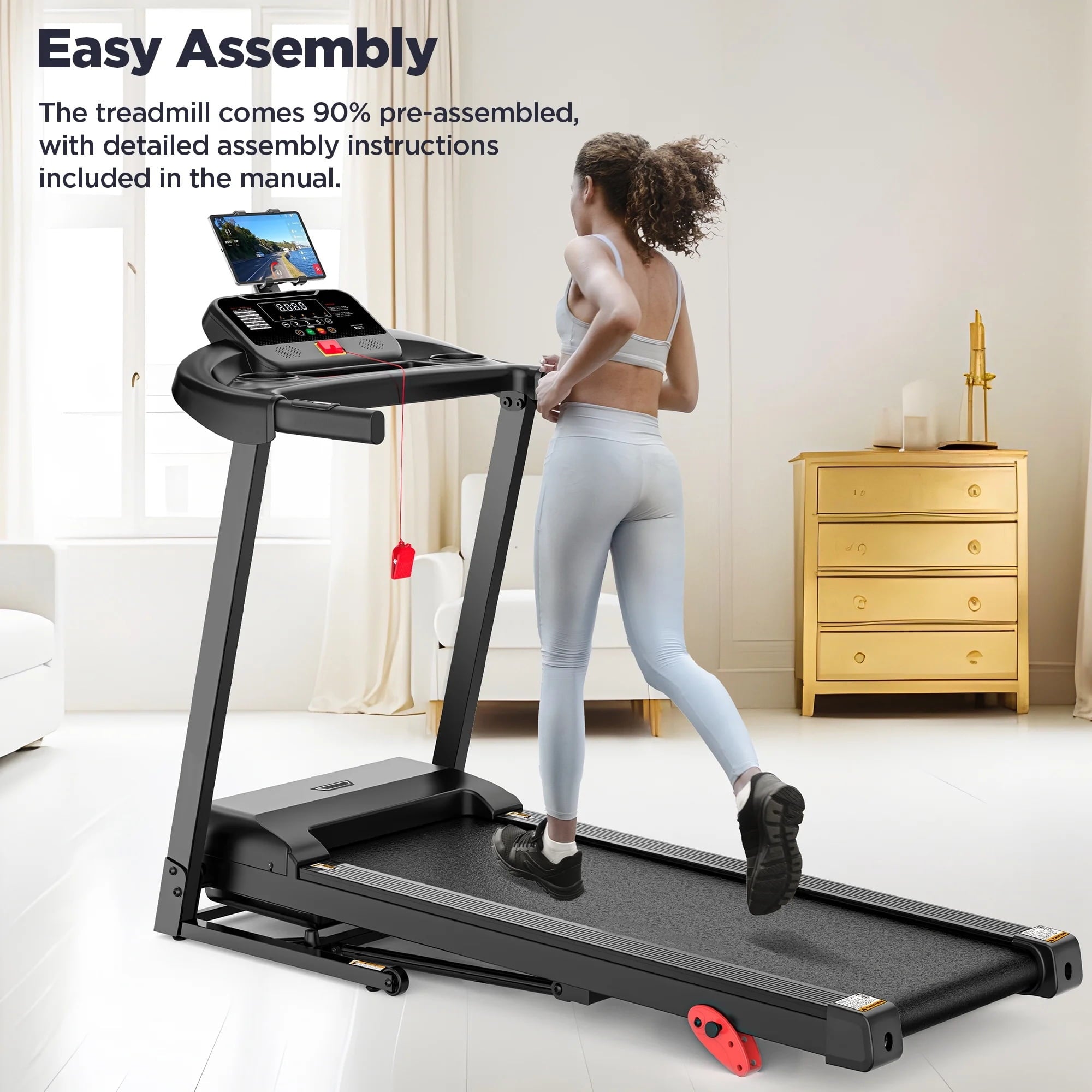 FaayFian 300lbs Folding Treadmill w/ 3HP Motor, 64+7 Programs, Incline Treadmill for Home, 7.5MPH Speed, APP Control & Bluetooth Speakers, Shock-Absorbing Running Belt, Portable Walking Jogging Treadmill