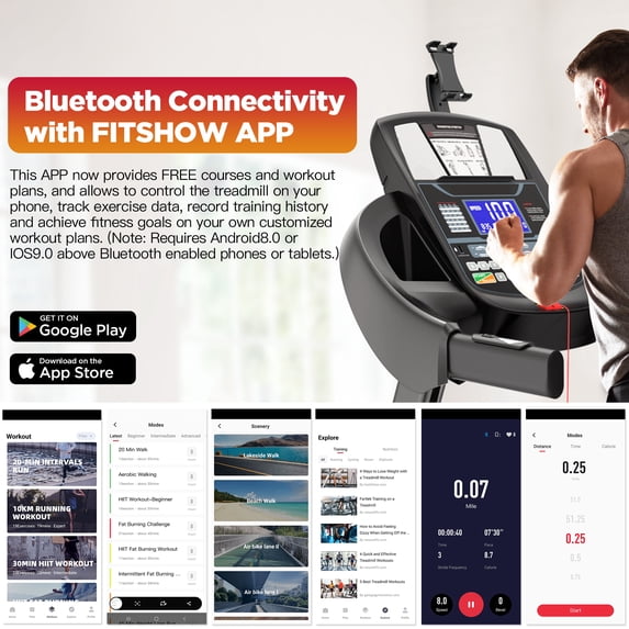 ODYAAZ 4.5HP Folding Treadmill for Home with 15% Auto Incline, 300lb Capacity, Portable Foldable Treadmill, APP Control, HiFi Bluetooth Speakers, 10MPH Speed, 71 Programs, Jogging walking treadmill
