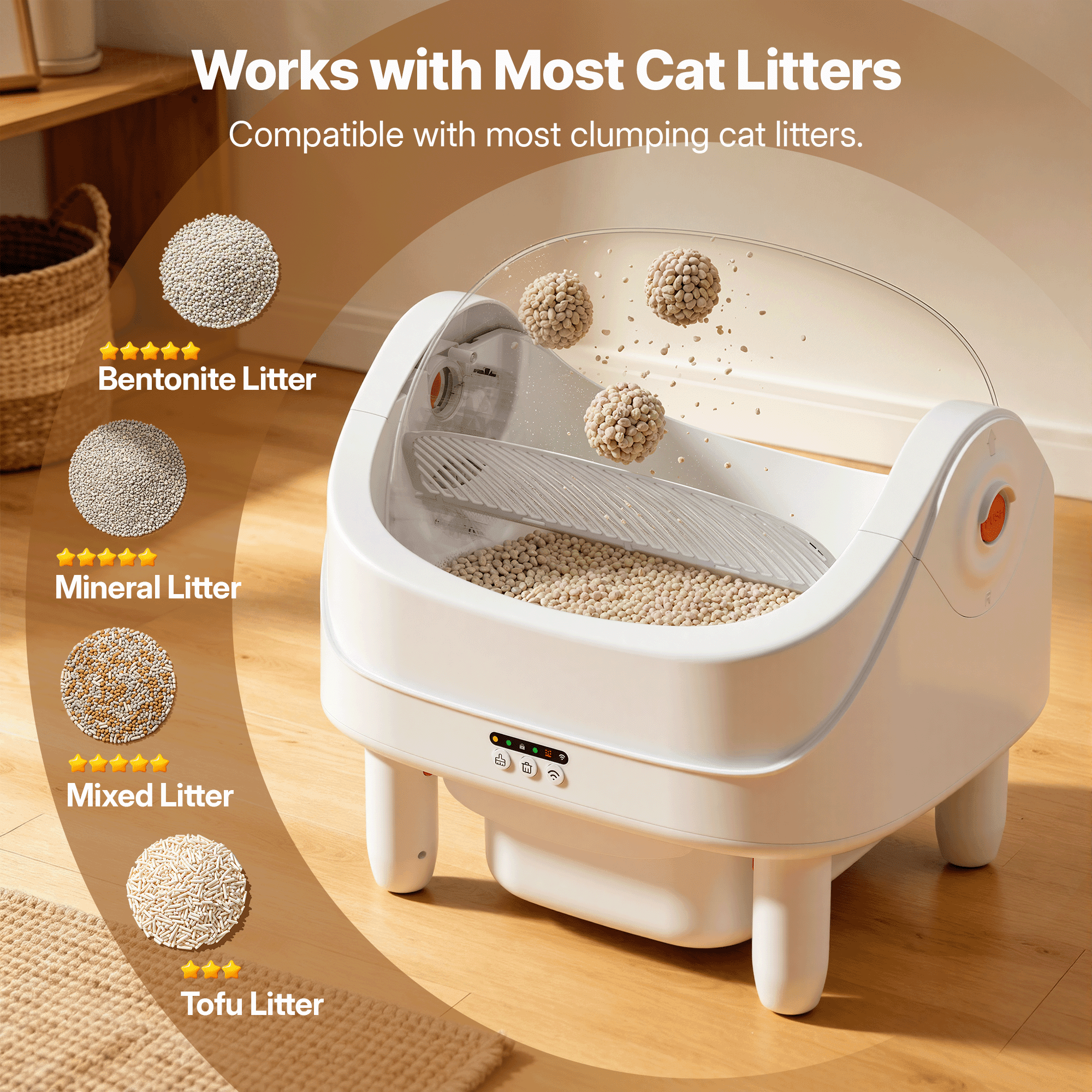 Qvamodo Self-Cleaning Cat Litter Box for Multiple Cats, Automatic 65 L Capacity with WiFi APP Control, Health Monitoring, Odor Control, Quiet Operation, Includes 2 Liner Rolls, Easy Setup