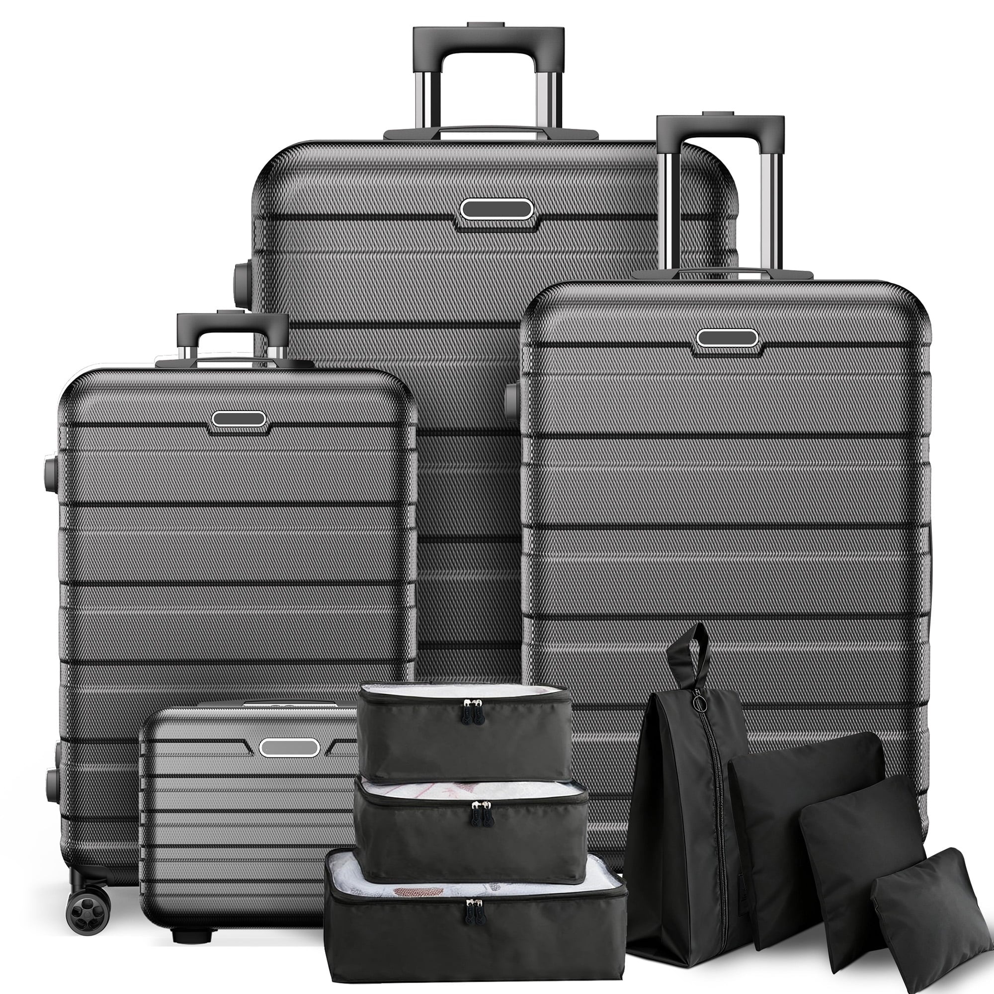 Qvamodo 11 Piece Hardshell Suitcase Set, Sturdy Construction with Smooth Spinner Wheels and Secure Locks, Lightweight Travel