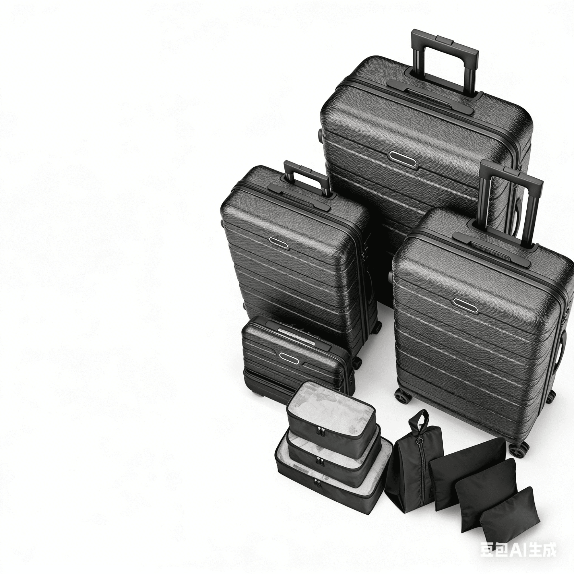 AQUGOKS 11 Piece Luggage Set, 14"/20"/24"/28" ABS Lightweight Hardshell Suitcase Luggage Sets 360°Double Wheels with Lock, Black