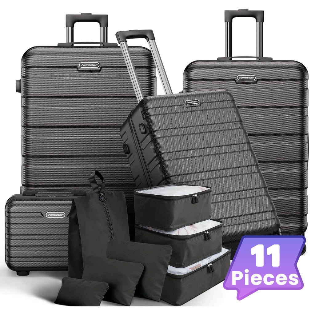 Campmoy 11-Piece Premium Luggage Set, Lightweight Hardshell Suitcase Collection with 28" & 24" Spinner Wheels, 20" Duffel, 14" Toiletry Bag & Packing Cubes – Business & Leisure Travel