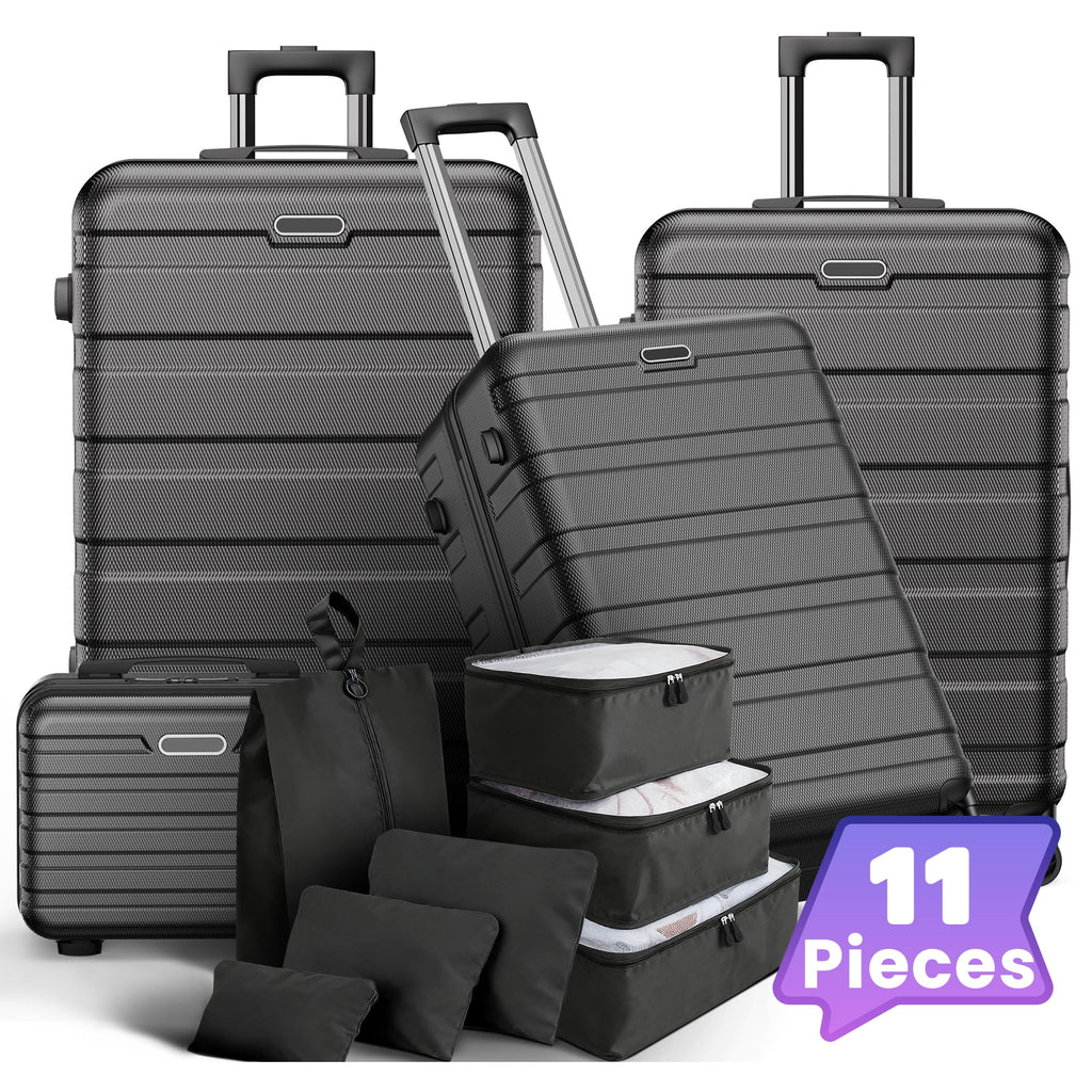 Campmoy 11-Piece Premium Luggage Set, Lightweight Hardshell Suitcase Collection with 28" & 24" Spinner Wheels, 20" Duffel, 14" Toiletry Bag & Packing Cubes – Business & Leisure Travel