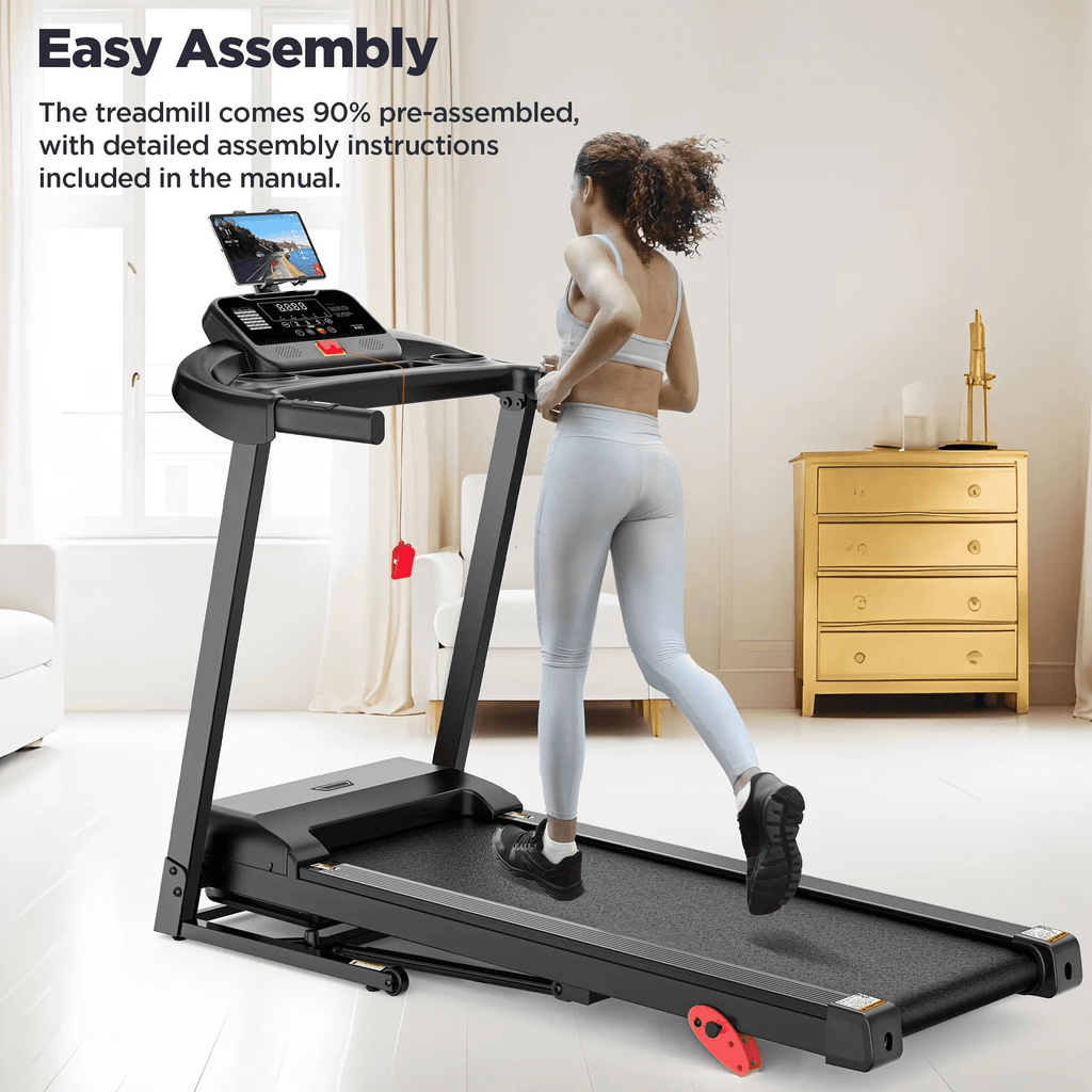 ODYAAZ Folding Treadmill for Home Use, 3.0HP Quiet Motor, 0–7.5 MPH Speed Range, APP Control with LED Console, Compact Foldable Design for Walking, Jogging & Apartment Fitness