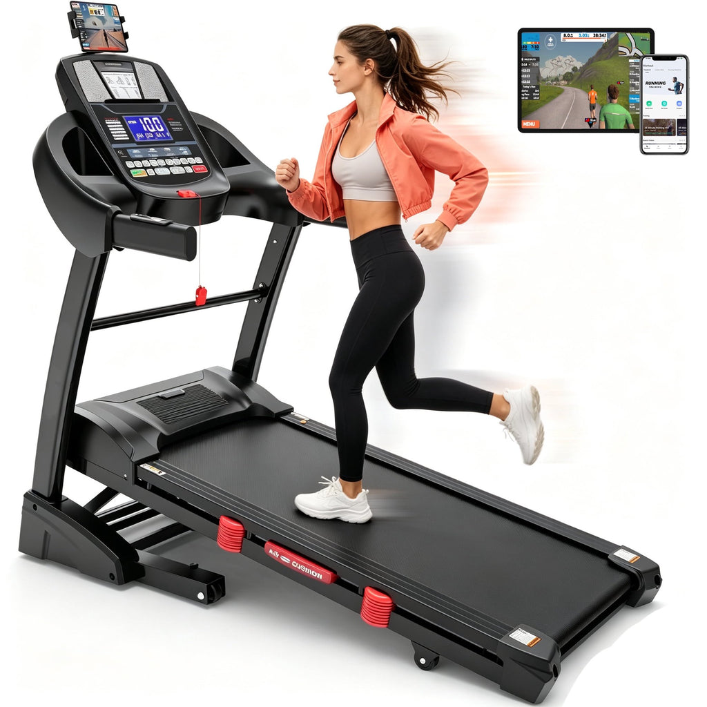 AQUGOKS 12MPH Treadmills for Home, Foldable Treadmill with 20% Auto Incline, 5.15HP Brushless Drive, 8 HIIT Programs, Full Screen LED Display, App Remote Control, 400 LBS Weight Capacity, Exercise Machine