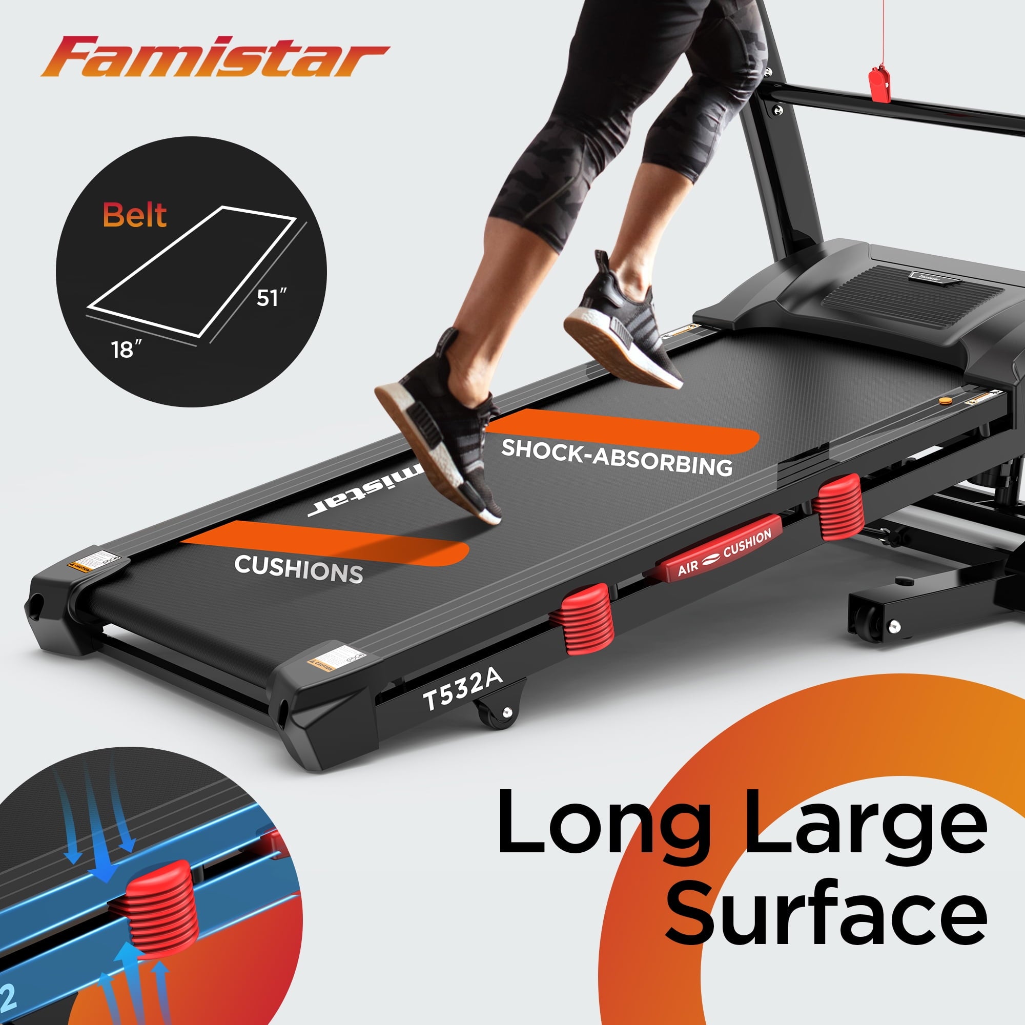 Famistar 4.5HP Folding Treadmill for Home with 15 Levels Auto Incline, 300LB Capacity, 10MPH Speed Controls, App Control, New Version, Black