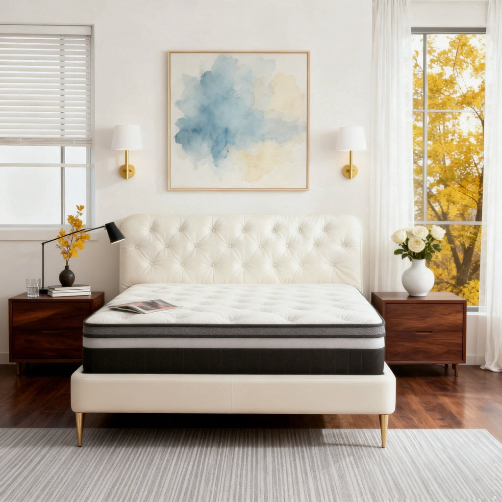 FaayFian 14 Inch Queen Mattress, Gel Memory Foam & Individually Wrapped Pocket Coils, Cooling,Medium Firm, Pressure Relief, Motion Isolation, CertiPUR-US Certified, Mattress in a Box