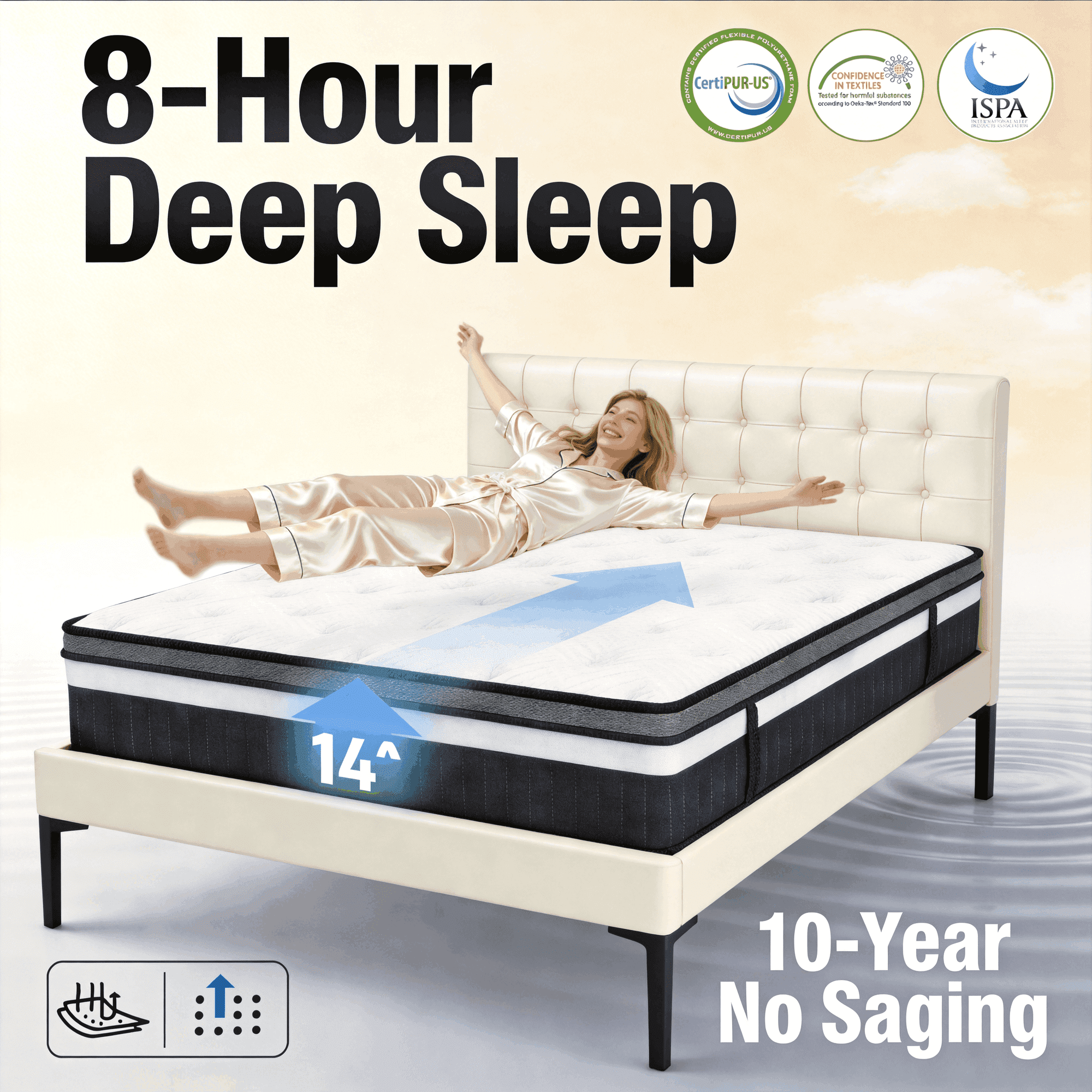 FaayFian 14 Inch Queen Size Memory Foam Mattress, Fiberglass Free, Medium Firm Feel, Zoned Pressure Relief, Certified Safe Foams & Fabric, Mattress in A Box