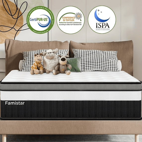 WNANEEZ 14" King Size Mattress in a Box, Memory Foam and Pocket Innerspring Mattress for Motion Isolation, Medium Firm, Pressure Relief