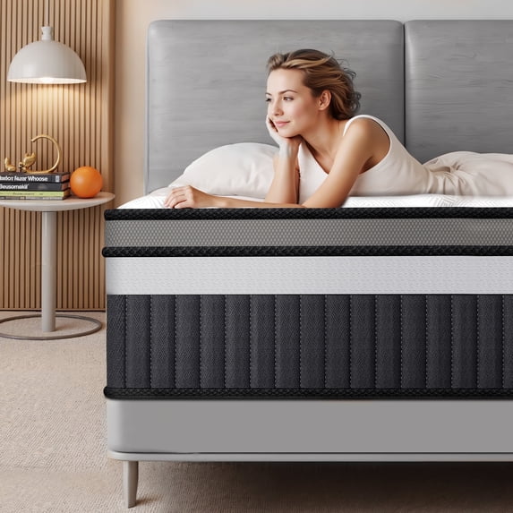 FaayFian 14" King Size Pocket Innerspring Memory Foam Hybrid Mattress, King Size Mattress in a Box for Cooling Sleep and Pressure Relief, Motion Isolation, CertiPUR-US