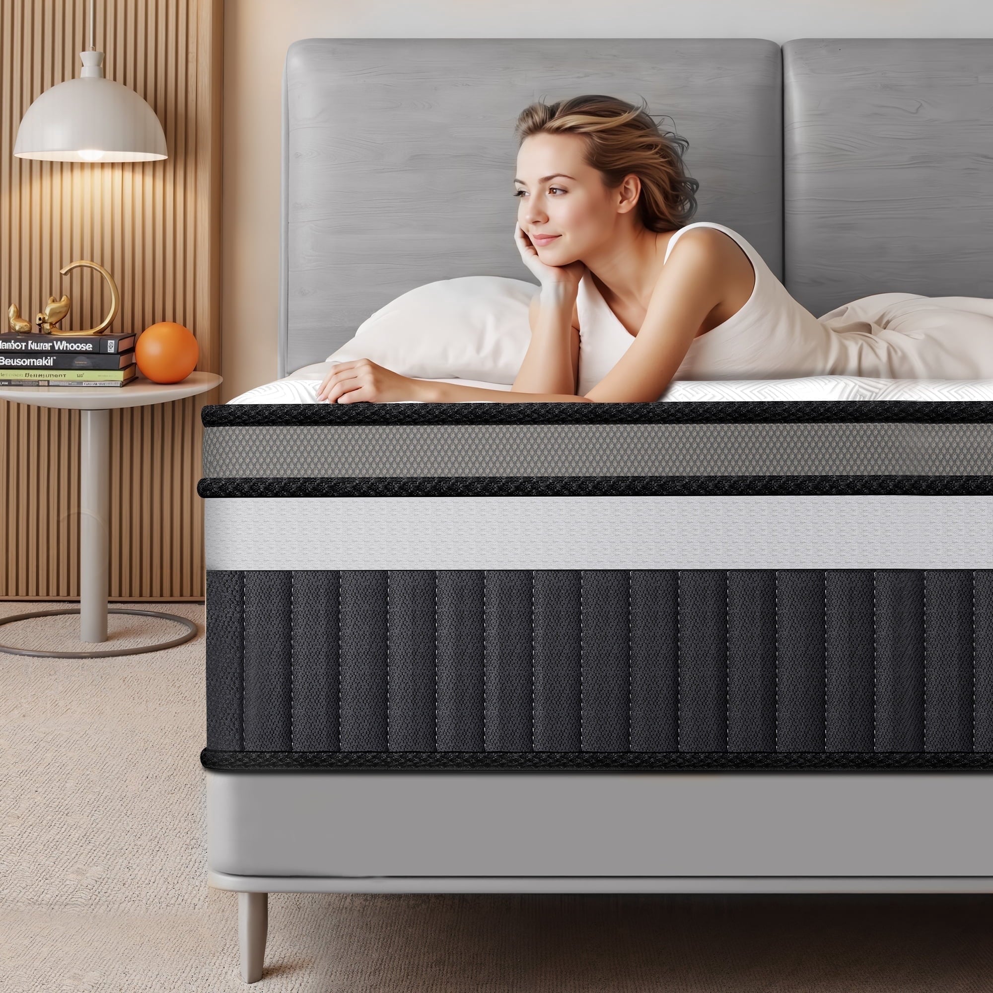 FaayFian 14" King Size Pocket Innerspring Memory Foam Hybrid Mattress, King Size Mattress in a Box for Cooling Sleep and Pressure Relief, Motion Isolation, CertiPUR-US