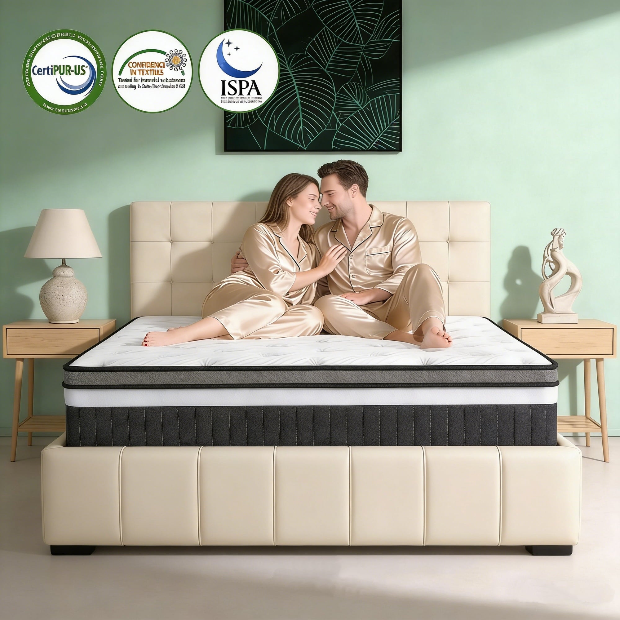 ODYAAZ 14" King Mattress - Luxury Hybrid Gel Memory Foam - Back Pain Relief - Fiberglass Free - Mattress in a Box - CertiPUR-US® Certified - White