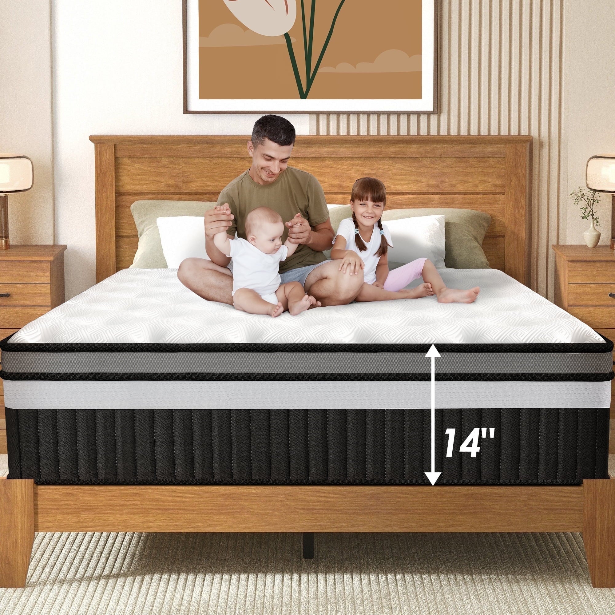FaayFian 14in Queen Memory Foam Mattress, Cooling Mattress in a Box with Motion Isolation, Medium Firm, CertiPUR-US Certified, Pressure Relief