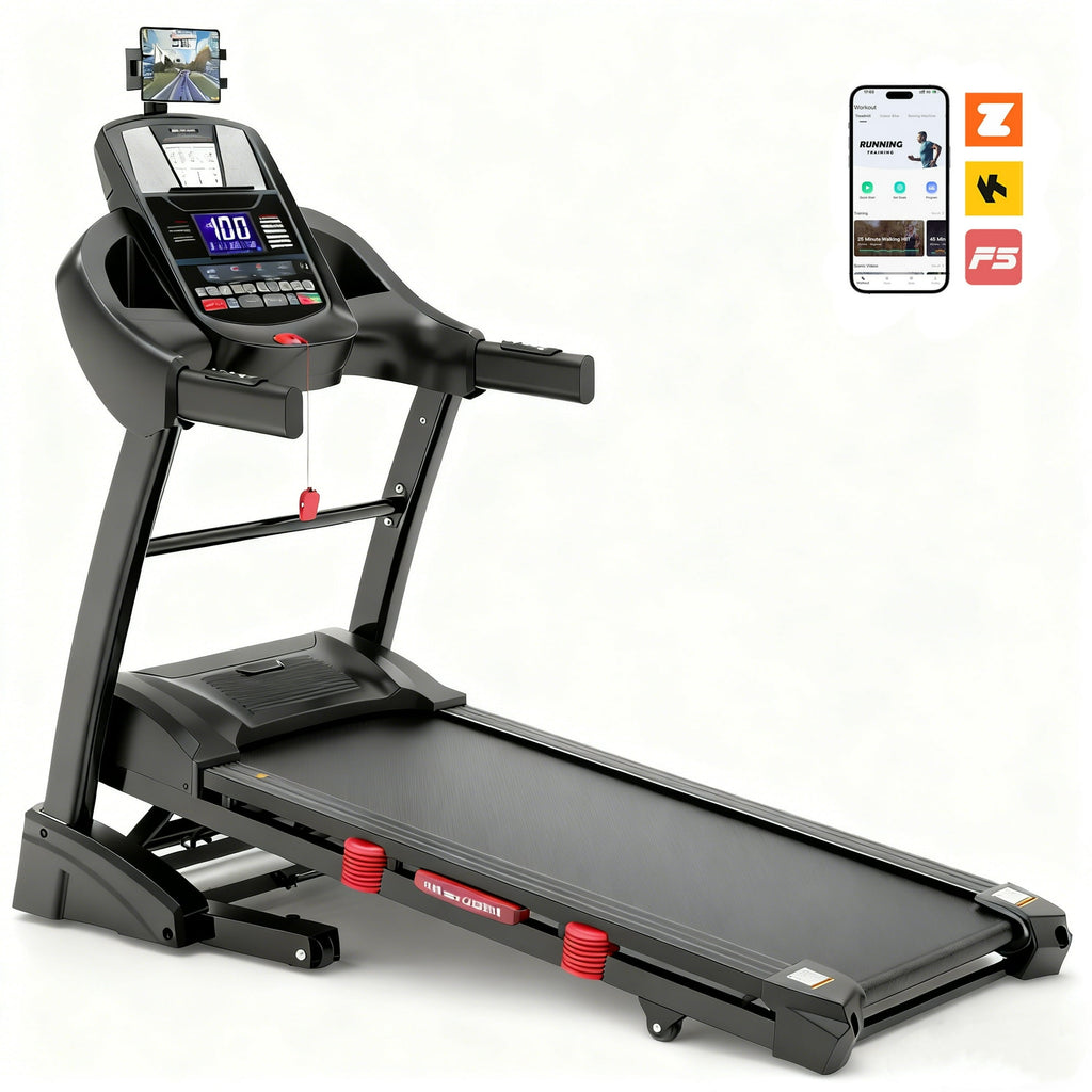 WNANEEZ 15% Auto Incline Folding Treadmill for Home, 300LB Capacity Running Machine with 4.5HP Motor, 71 Programs, APP Control, Shock-Absorbing Deck, Quiet Cardio Equipment for Walking Jogging Running