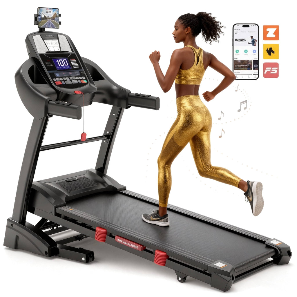 WNANEEZ 15% Auto Incline Folding Treadmill for Home, 300LB Capacity Running Machine with 4.5HP Motor, 71 Programs, APP Control, Shock-Absorbing Deck, Quiet Cardio Equipment for Walking Jogging Running