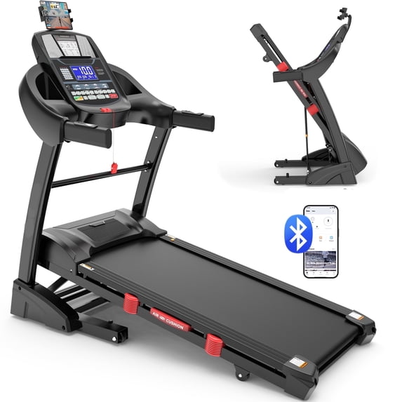 WNANEEZ 4.5HP Portable Folding Treadmill for Home, Treadmill with 15% Incline for Running Exercise, 300lb Capacity, APP Control, Bluetooth Connectivity,10MPH, 71 Programs
