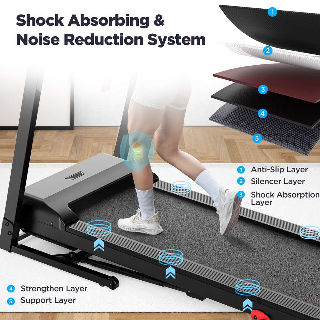 ODYAAZ Folding Treadmill for Home Use, 3.0HP Quiet Motor, 0–7.5 MPH Speed Range, APP Control with LED Console, Compact Foldable Design for Walking, Jogging & Apartment Fitness