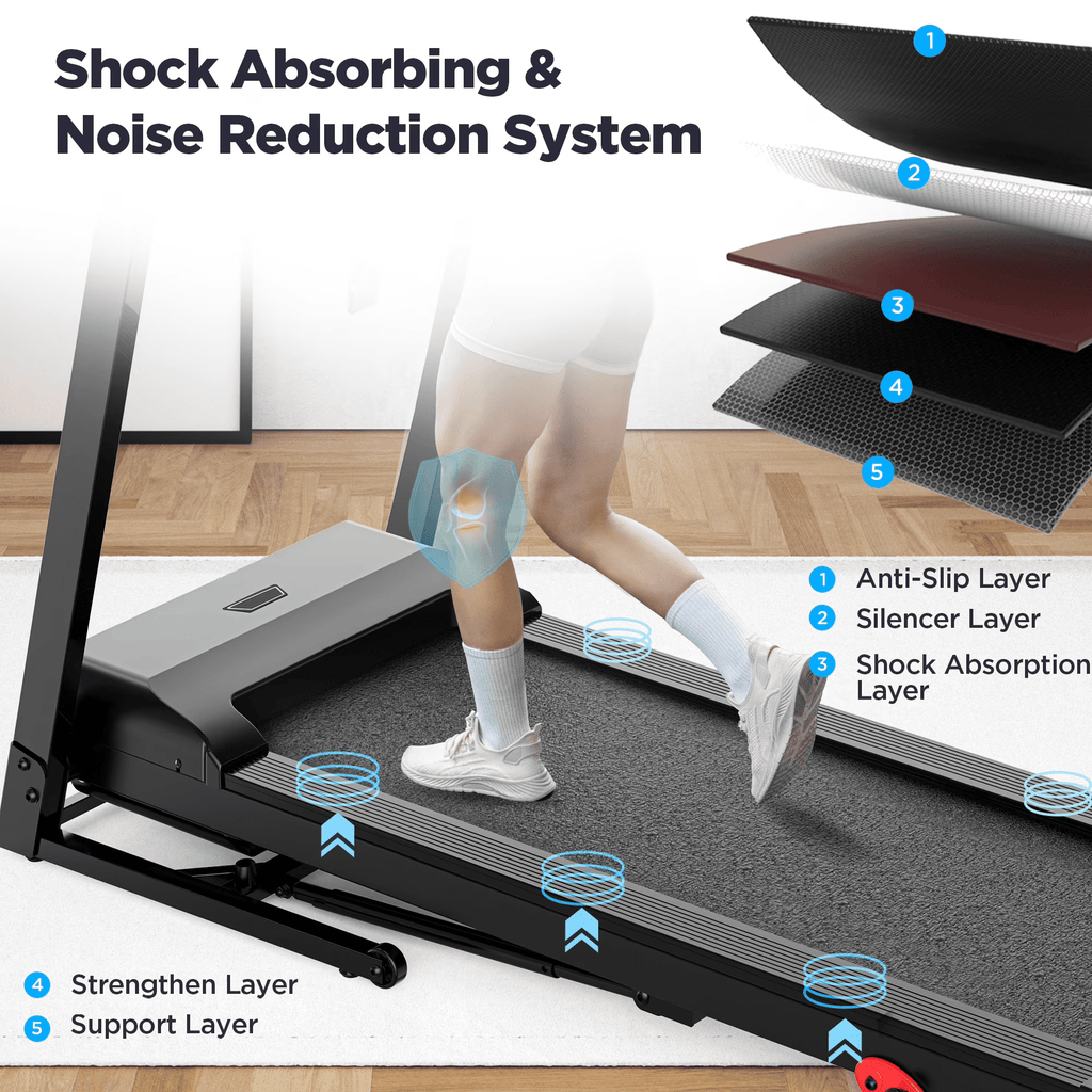ODYAAZ Folding Treadmill for Home Use, 3.0HP Quiet Motor, 0–7.5 MPH Speed Range, APP Control with LED Console, Compact Foldable Design for Walking, Jogging & Apartment Fitness