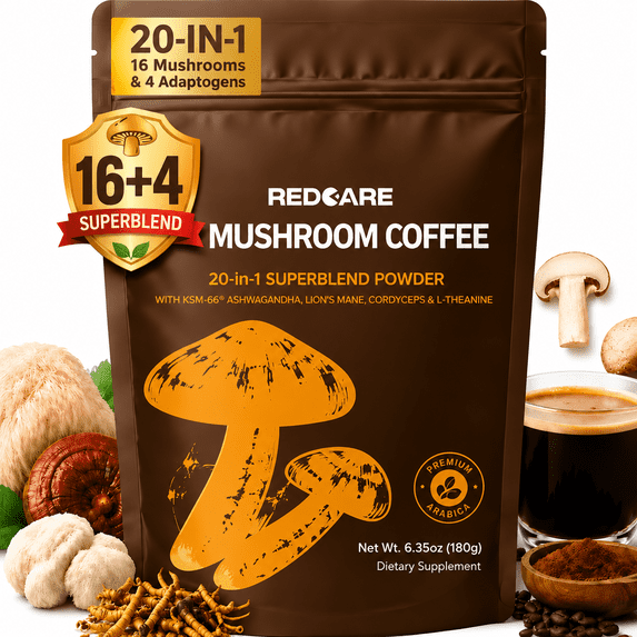 MAJUNES 16 Mushroom Organic Mushroom Coffee Instant Coffee Blend, 30 Servings, Arabica Instant Coffee with Lion's Mane, Reishi, Chaga Mushroom Powder, Low Acid Organic Coffee Mix