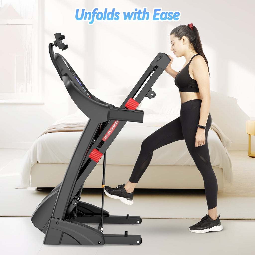 WNANEEZ Foldable Treadmill with Auto Incline, 300LB Capacity, 4.5HP&10MPH Speed, Smart APP Control, 64+3+3+1 Programs, Equipment for Running Walking Jogging