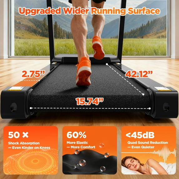 Campmoy Folding Treadmill w/ Incline, 3.5HP Treadmill for Home w/ 330lb Capacity, 71 Programs