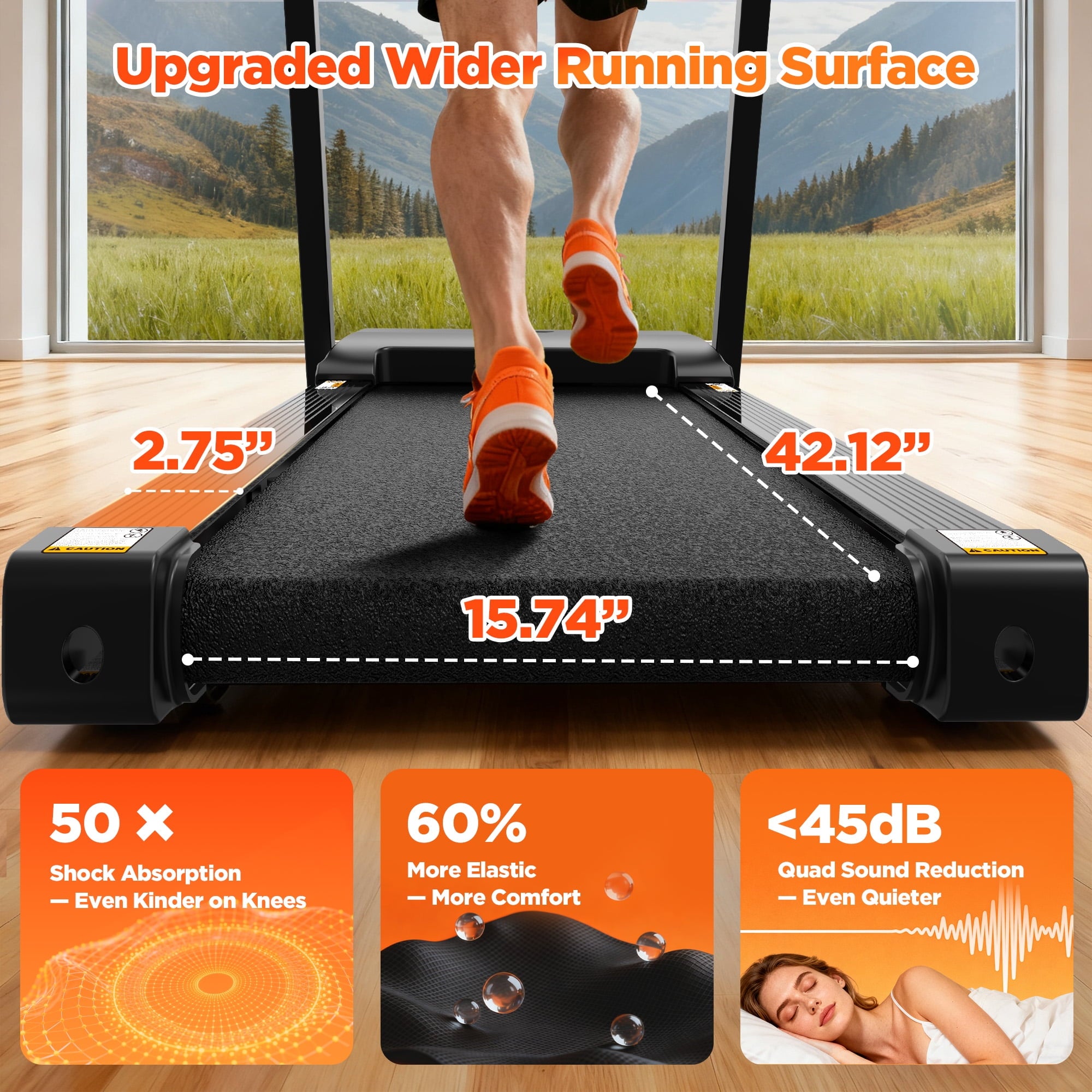 Campmoy Folding Treadmill w/ Incline, 3.5HP Treadmill for Home w/ 330lb Capacity, 71 Programs