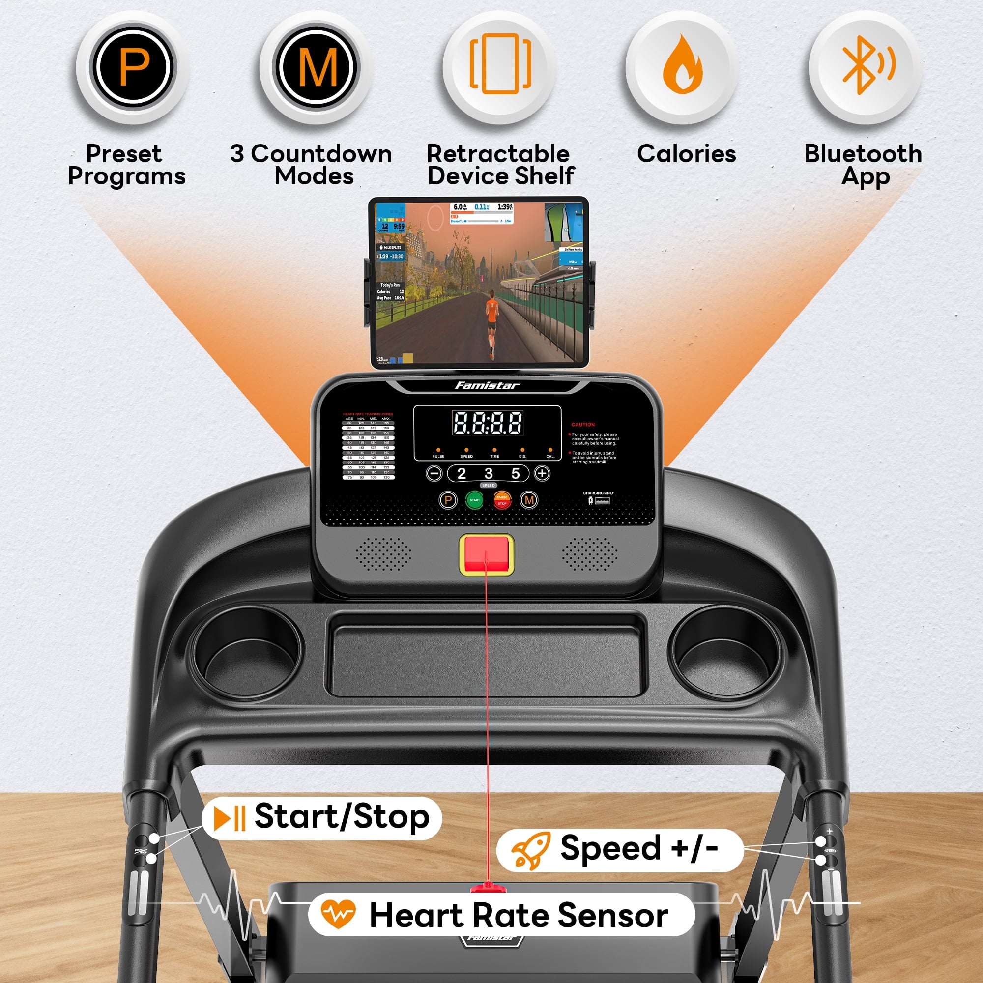 Qvamodo Folding Treadmill for Home, 3.1HP Treadmill with 12% Incline, Treadmill 350lbs Capacity, Running Machine Fitness, 0.6-7.5MPH, APP Control, 71Programs, Shock Absorption