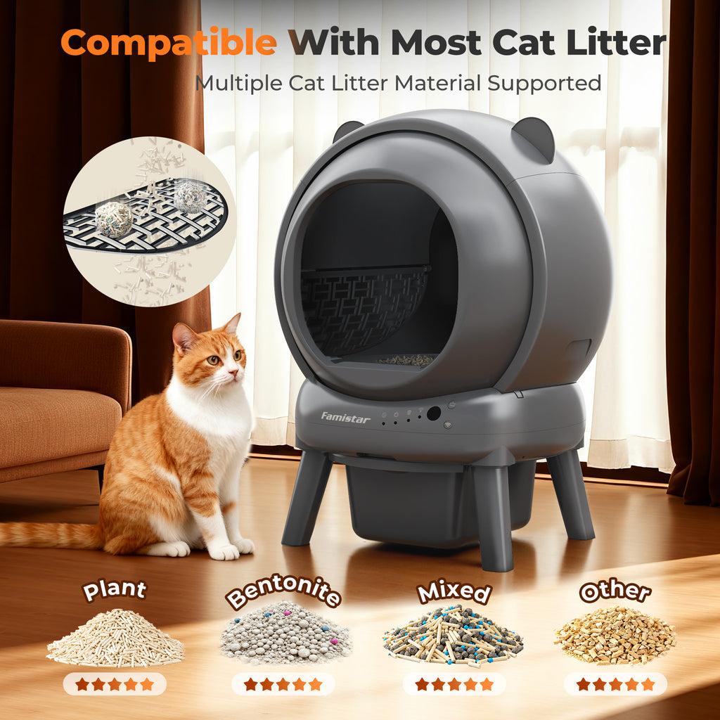 Self Cleaning Litter Box, 100 L+15L Automatic Cat Litter Box Self Cleaning for Multiple Cats, with Safety Protection, App Control,2 Roll Garbage Bags