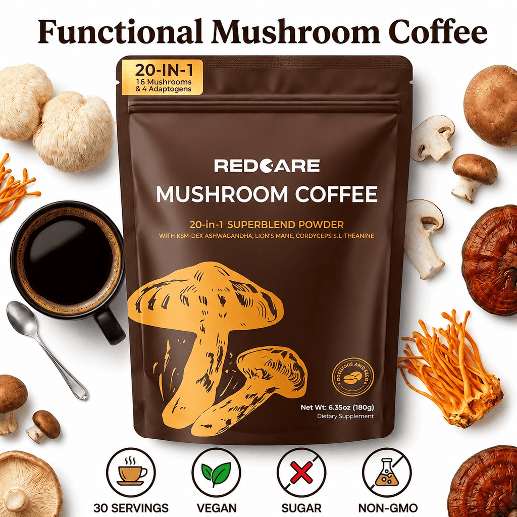 MAJUNES 20-Ingredient Mushroom Coffee Blend, 2000mg Fruiting Body Mushroom Complex, Instant Arabica Coffee with Lion's Mane, Cordyceps, Reishi & Chaga, Vegan Dietary Supplement