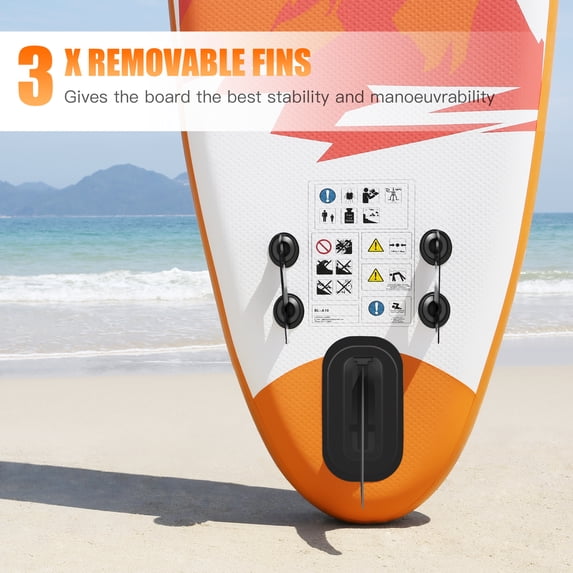 Famistar 12' Inflatable Stand Up Paddle Board SUP w/ 3 Fins, Adjustable Paddle, Pump & Carrying Backpack