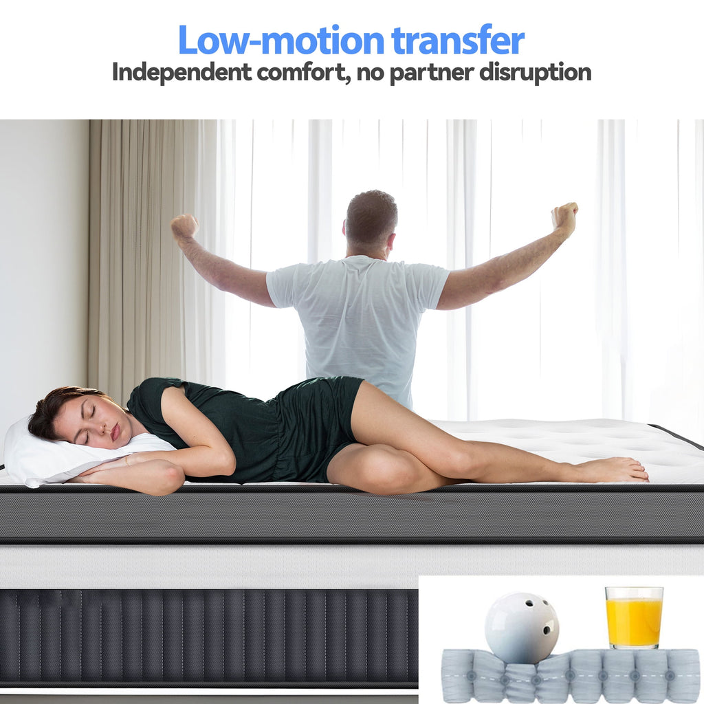 Queen Size Mattress in a Box, 14 Inch Hybrid Mattress with Gel Memory Foam and Pocket Springs, Medium Firm Feel, Cooling Comfort, Pressure Relief, Motion Isolation, CertiPUR-US Certified