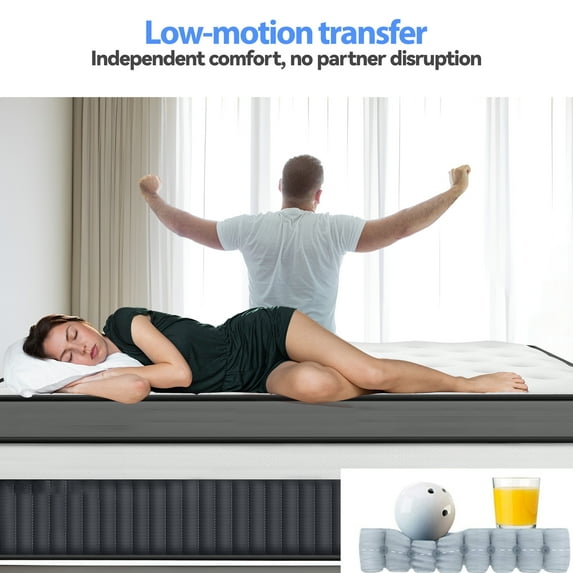 Qvamodo King Size Mattress in a Box, 14 Inch Hybrid Mattress with Gel Memory Foam and Pocket Springs, Medium Firm Feel, Cooling Comfort, Pressure Relief, Motion Isolation, CertiPUR-US Certified
