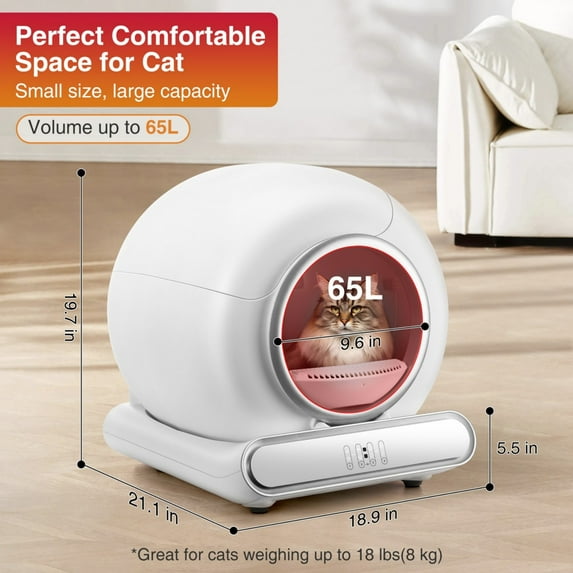 Qvamodo Automatic Cat Litter Box Self Cleaning for Large Cats – WiFi App Control, Odor-Free, Ultra Quiet, Health Monitoring, Hands-Free for 15 Days, Seniors, and Busy Pet Owners