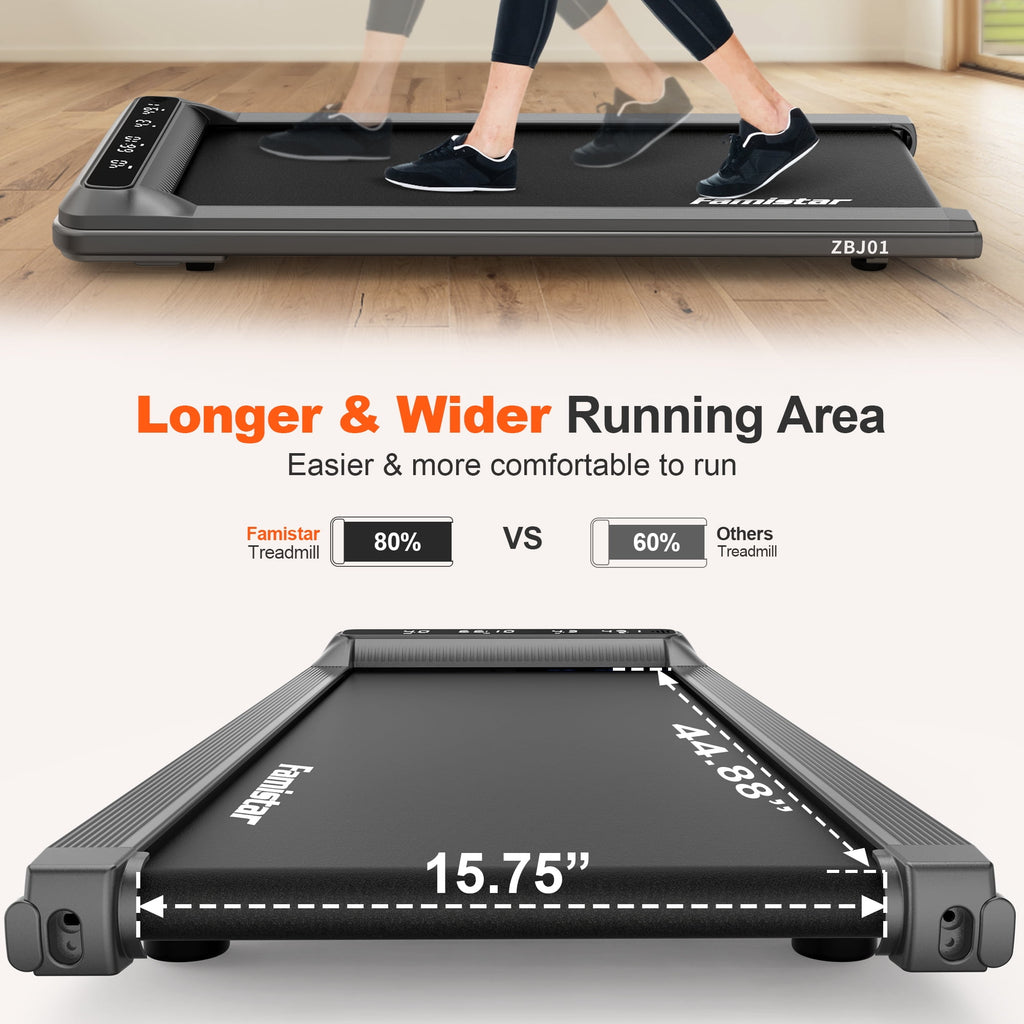 Famistar 2.5HP Treadmill Walking Pad, Famistar 2-in-1 Portable Electric Exercise Treadmill, Under Desk Treadmill with Remote Control, 265LB Capacity, HiFi Bluetooth Speaker, 0.5-4Mph Speed, for Home & Office