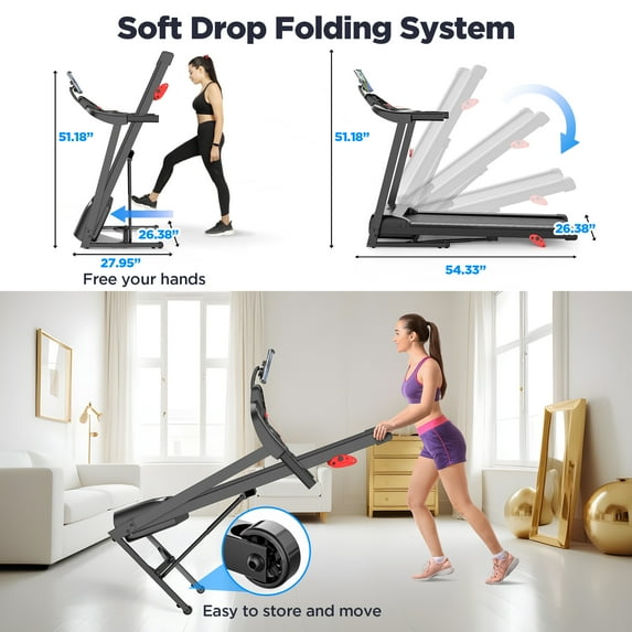 FaayFian Folding Smart Treadmill with 3 Incline, 7.5MPH, 300 lbs Capacity, Electric Treadmill Running Machine, Folding Electric Motorized Treadmill for Home,Free Exclusive App, 2.5 HP Brushless Motor