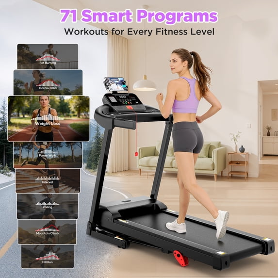 Famistar Treadmill for Home, Portable Folding Electric Exercise Treadmill with Adjustable Incline, APP Control, 64 Programs, 320 lb Capacity, 7.5MPH, Bluetooth Speakers, Running Walking Jogging, 03/28 Update