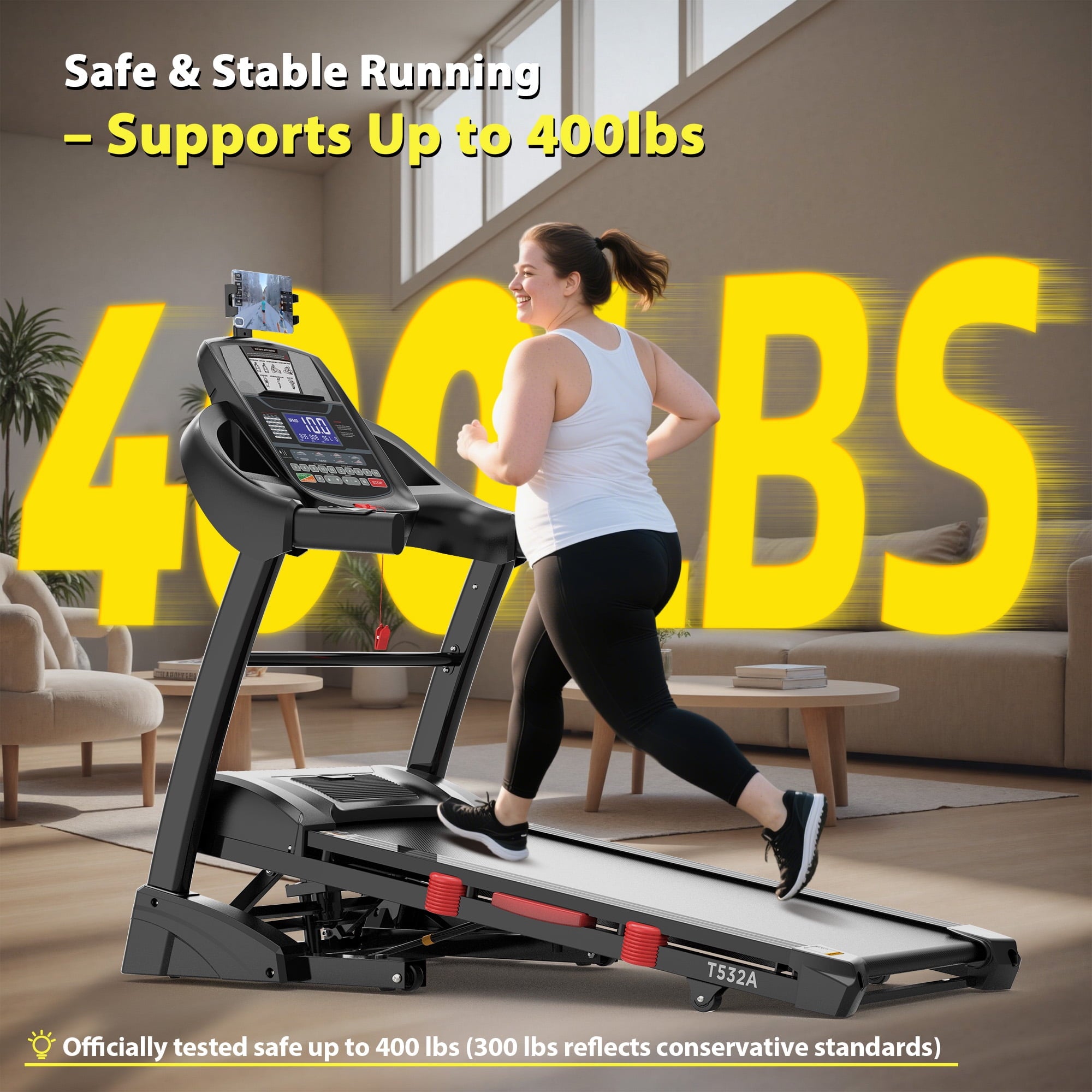 FaayFian 5.1HP Folding Treadmills for Home, Treadmill 400lbs Capacity with 20% Incline, Max 12MPH Speed, Treadmill Running Machine with APP & Bluetooth, Shock Absorption, Home&Office