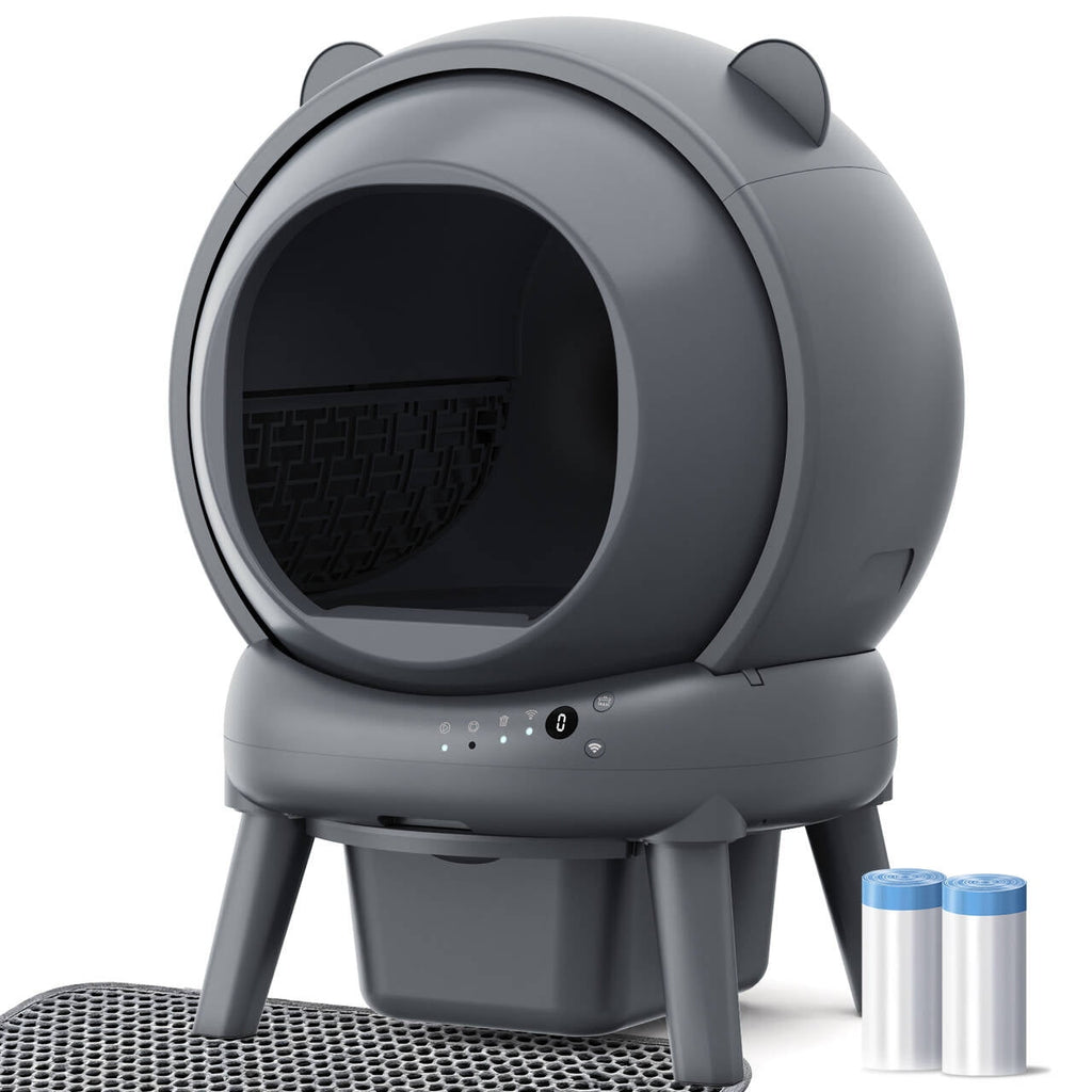 Qvamodo Self Cleaning Litter Box, 100 L+15L Automatic Cat Litter Box Self Cleaning for Multiple Cats, with Safety Protection, App Control,2 Roll Garbage Bags+Cat litter mat