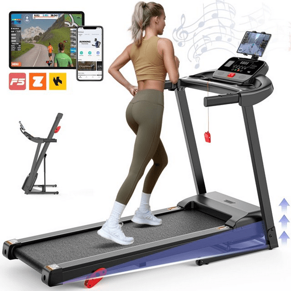 FaayFian 3.5HP Folding Treadmill with 3-Level Adjustable Incline, 7.5mph Speed Running Machine,Treadmill 300 lb Capacity, 71 Programs, Walking Running Treadmill with LED Display for Exercise