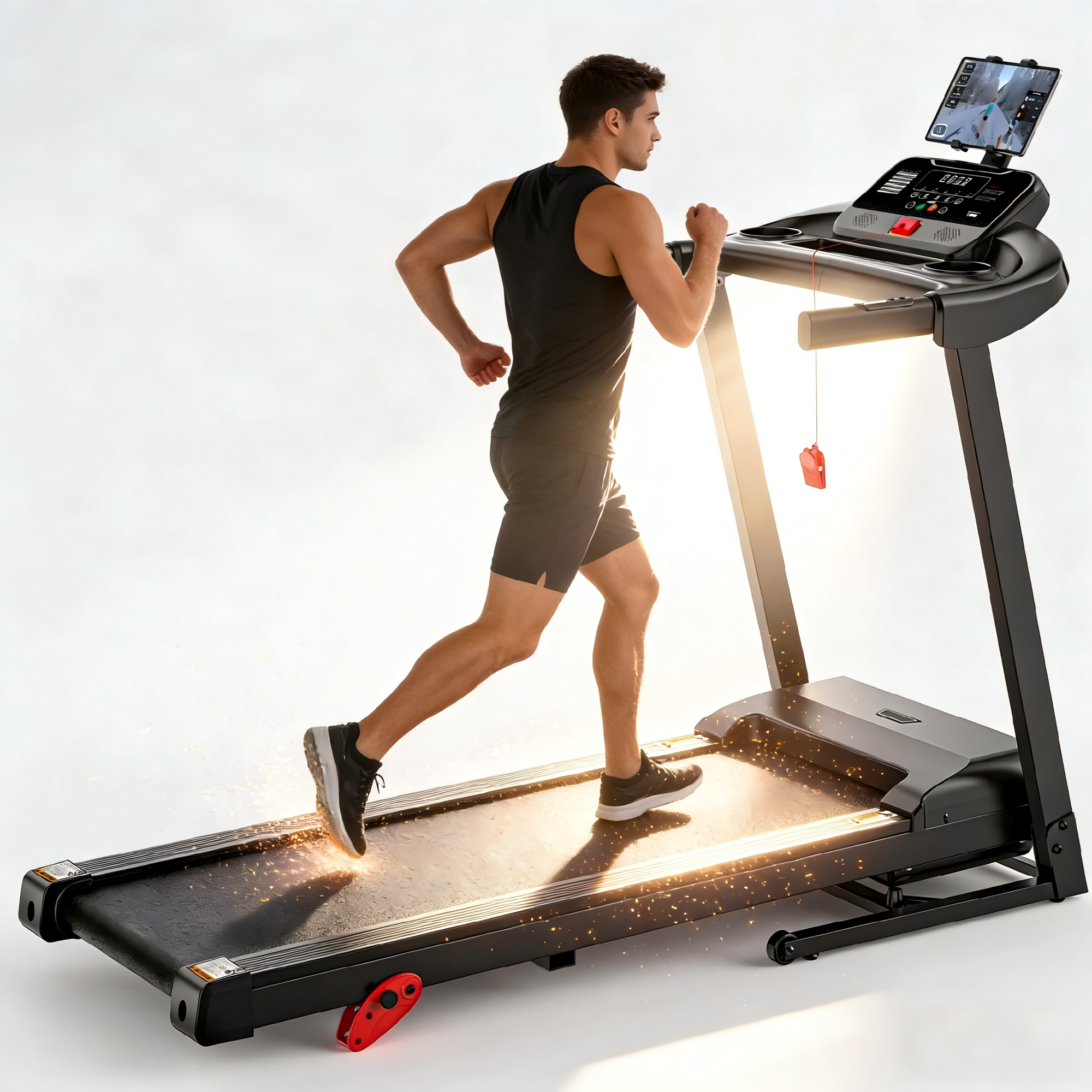 ODYAAZ 3-in-1 Incline Treadmill for Home, Portable Foldable Walking Pad with Handle Bar, 3.0HP Quiet Brushless Motor, LED Display, 300 LBS Capacity
