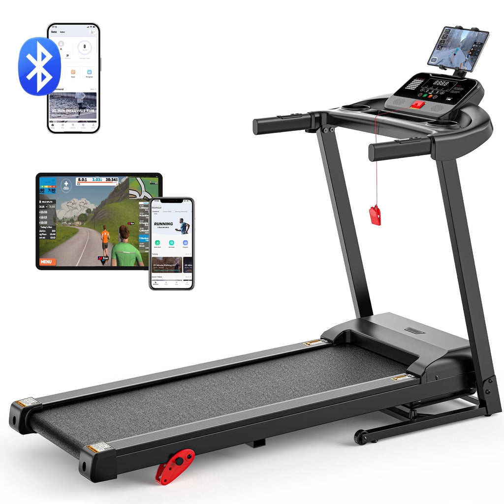ODYAAZ 3HP Compact Portable Folding Treadmill for Home, 9% Incline, 7.5MPH, 300LB Capacity, LED Display, APP Control, 64 Programs, Adjustable Tablet Holder, Jogging walking treadmill