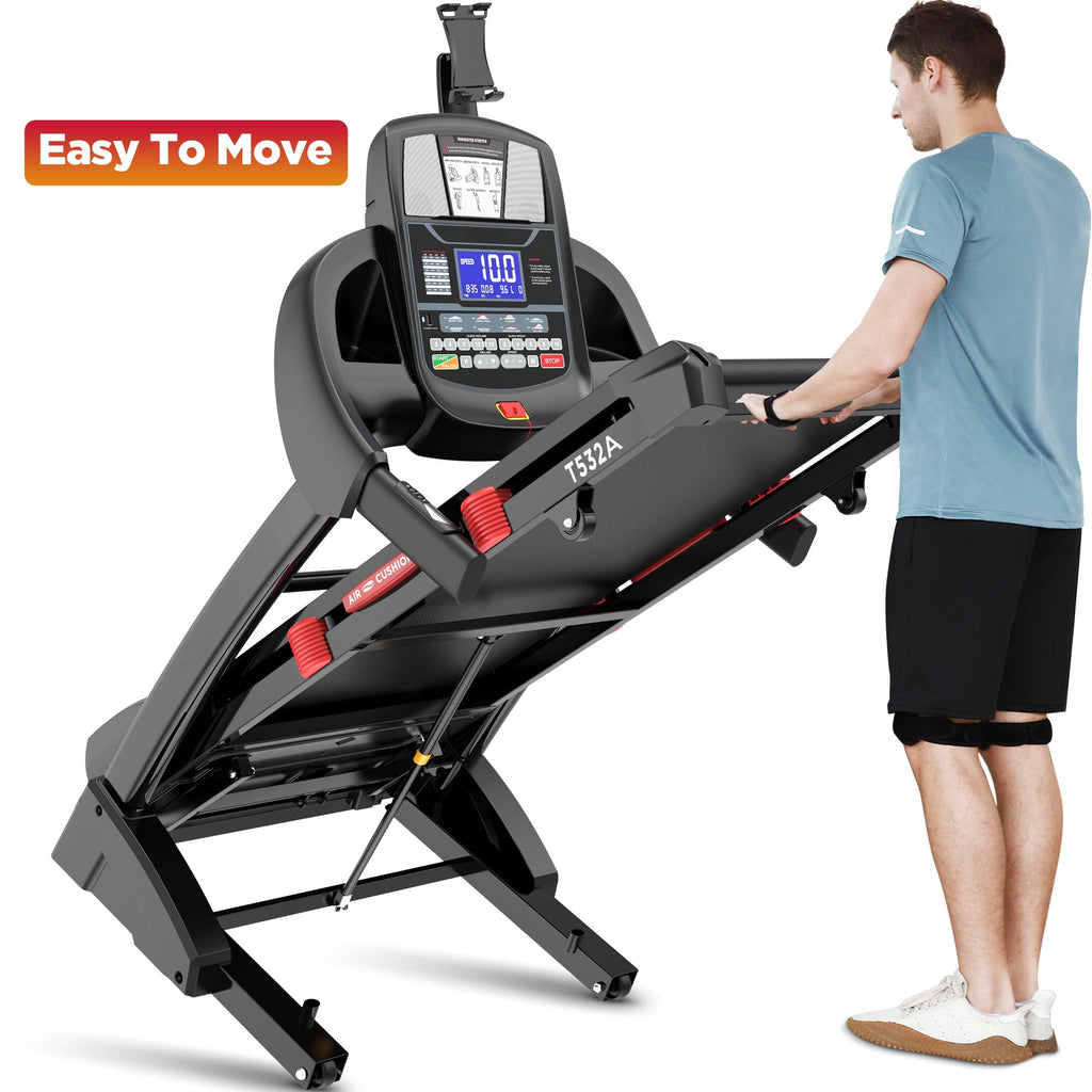 MAJUNES 4.5HP Foldable Treadmill for Home/Office, Treadmill with 15% Auto Incline, APP Control, 400lbs Capacity, 71 Programs, Walking Running Treadmill, Knee Strap Gift
