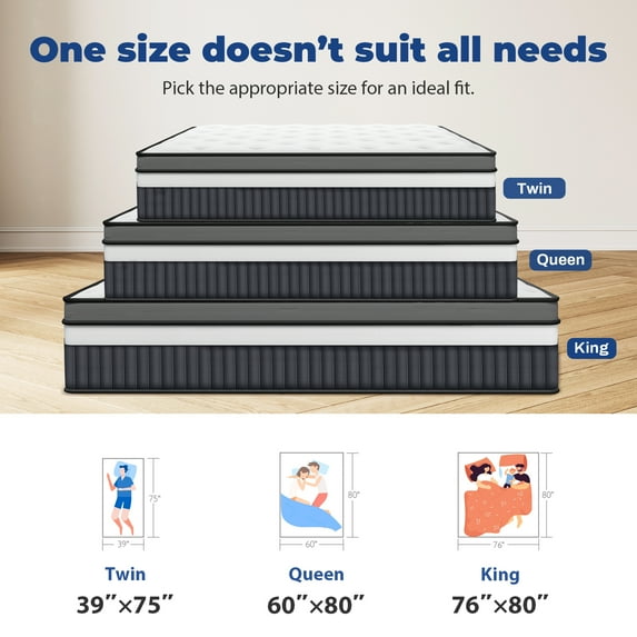 ODYAAZ Queen Size Mattress, 14 Inch Memory Foam Hybrid Mattress in a Box, Breathable Bed Mattress for Cooler Sleep Supportive & Pressure Relief, Medium Firm Feel