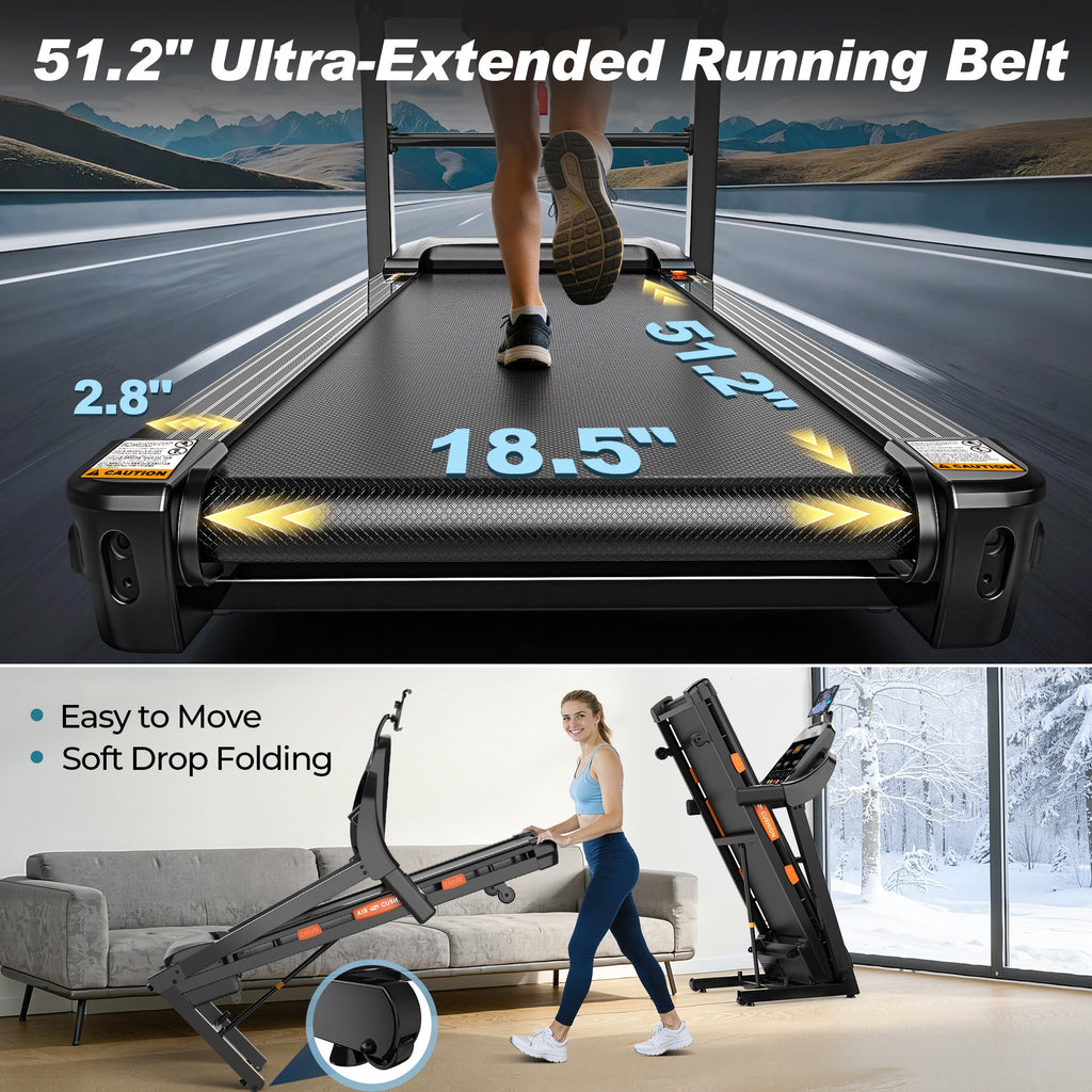 FaayFian 2026 Upgraded 20-Level Auto Incline Treadmill, 12 MPH High Speed 400 LB Capacity Home Treadmill, Bluetooth APP Control, Extra Wide Running Belt, Folding Design Easy Assembly